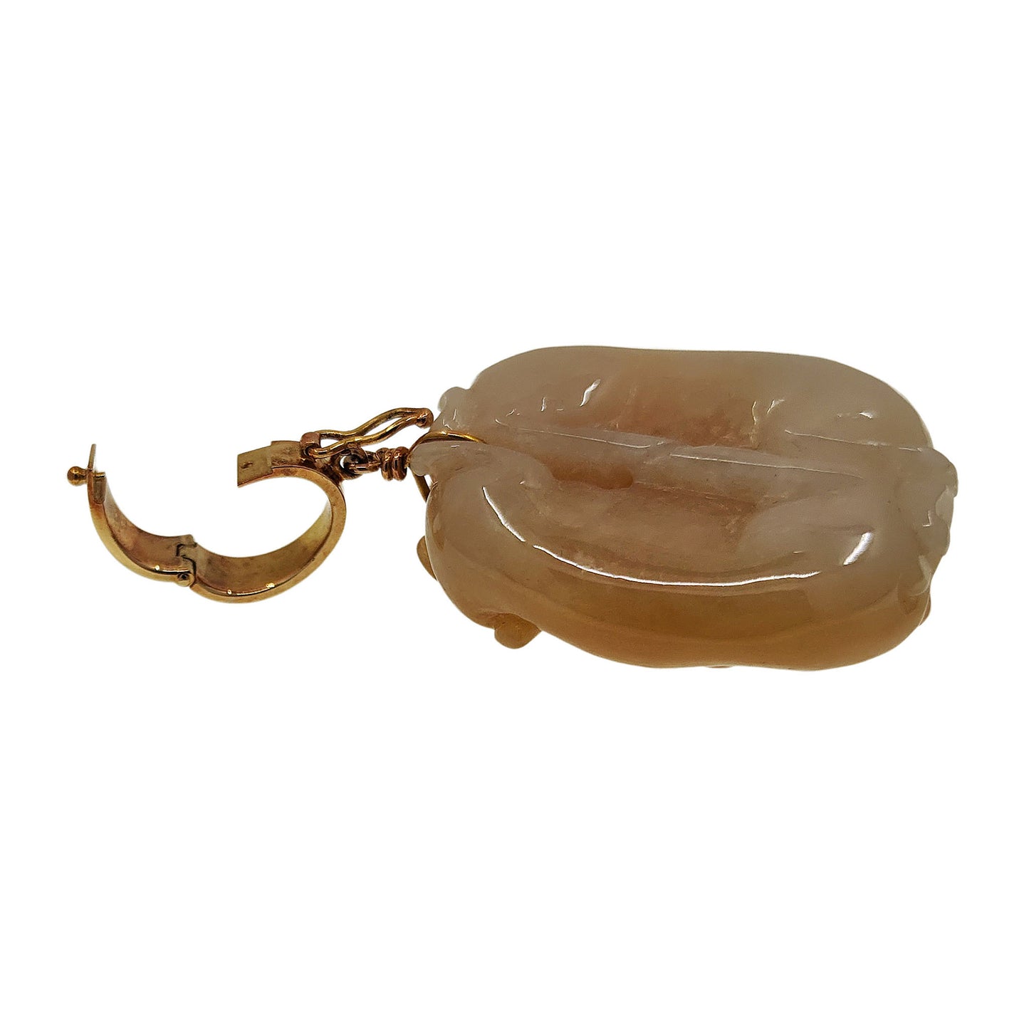 18K Gold Yellowish Orange Carved Jade Animal Pendant Enhancer