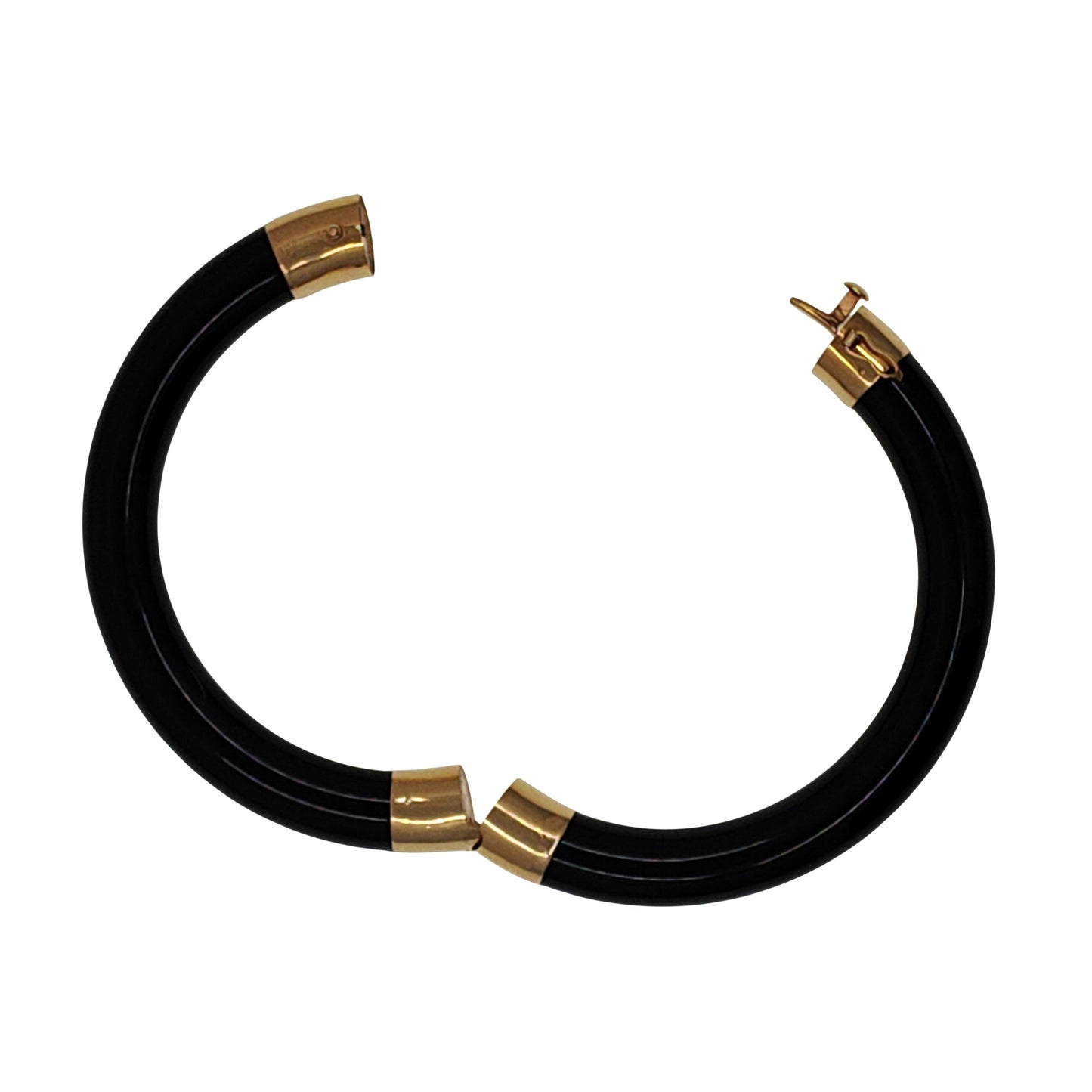 Vintage Gumps Black Jade Hinged Bangle Bracelet