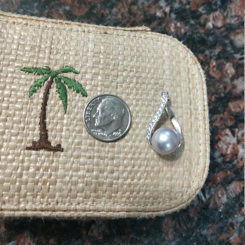 Edison Pearl and CZ Sterling Silver Pendant