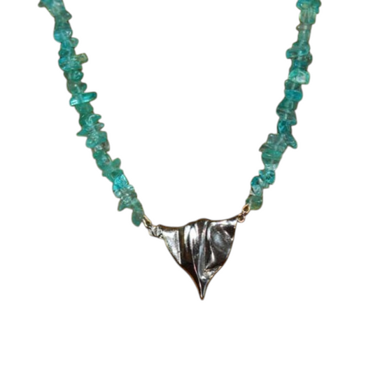 Beautiful and Bright Apatite Single Strand Necklace with a Sterling Silver Focal Clasp