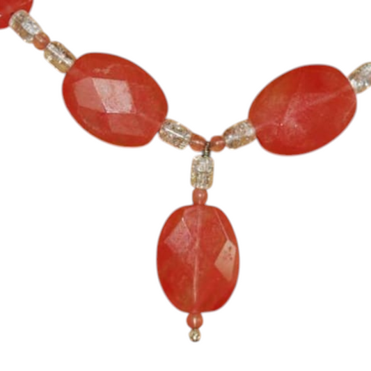Cherry Blossom Quartz Necklace with Vintage Floral Clasp